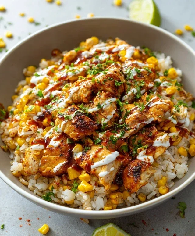 Street Corn Chicken Rice Bowl