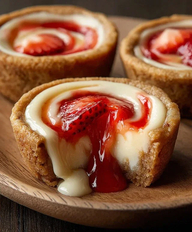 Strawberry Swirl Cheesecake Cookie Cups