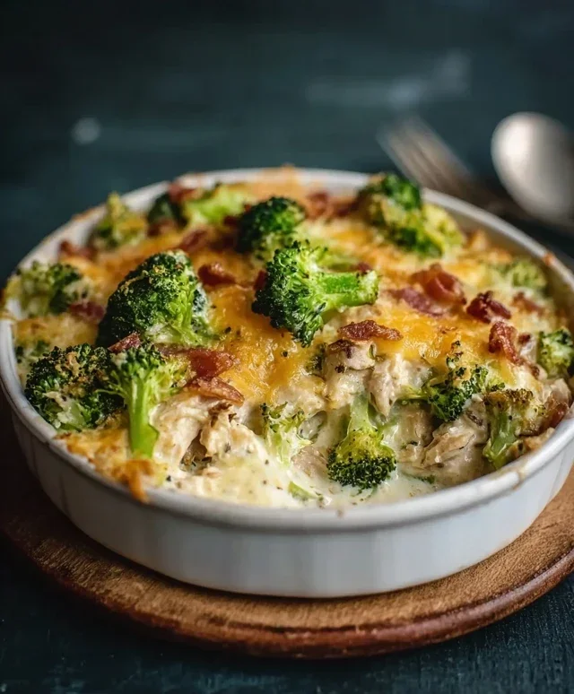 Creamy Low Carb Chicken Casserole with Broccoli and Beef Beef Bacon
