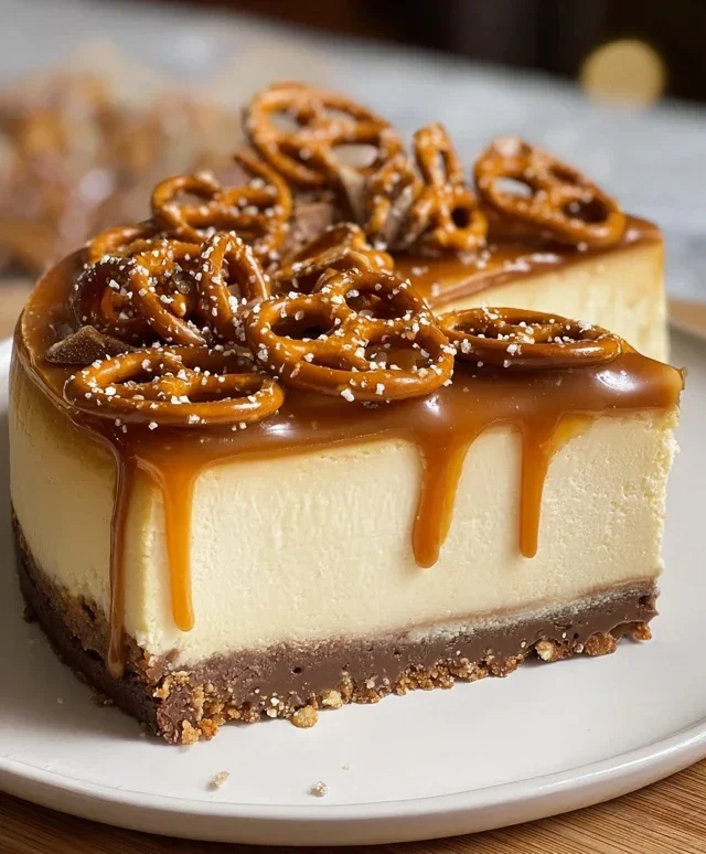 Salted Caramel Pretzel Cheesecake