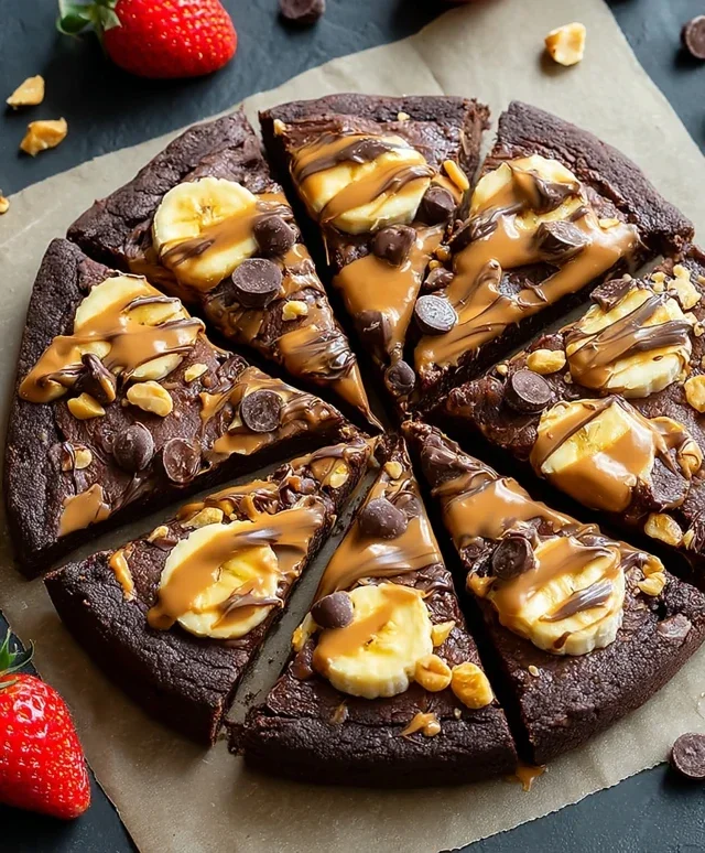 Chocolate Peanut Butter Brownie Pizza