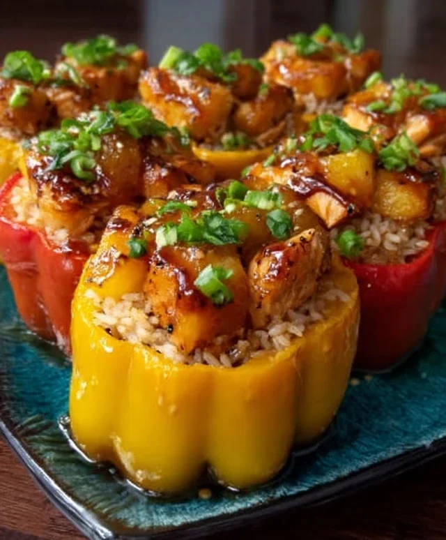 Teriyaki Pineapple Chicken and Rice Stuffed Peppers: A Sweet and Savory Meal