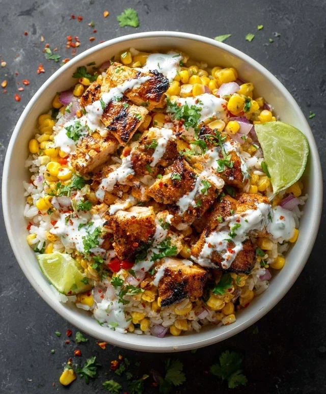 Street Corn Chicken Rice Bowl