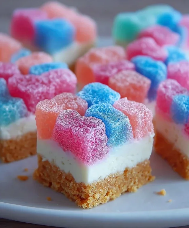 Gummy Cotton Candy Cheesecake Bites