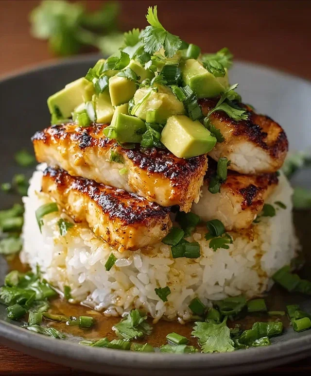 Delicious Honey Lime Chicken & Avocado Rice Stack Recipe
