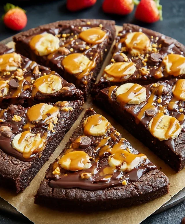 Chocolate Peanut Butter Brownie Pizza