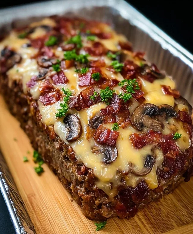 Beef Beef Bacon Mushroom Swiss Meatloaf