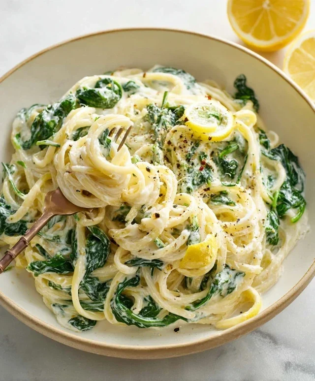 Lemon ricotta pasta & spinach