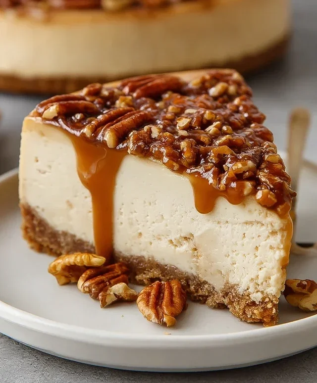 Vegan Caramel Pecan Cheesecake