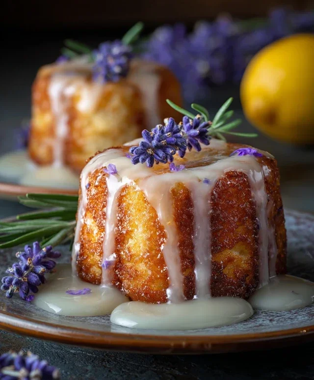 Mini Lemon Cakes With Lavender Glaze