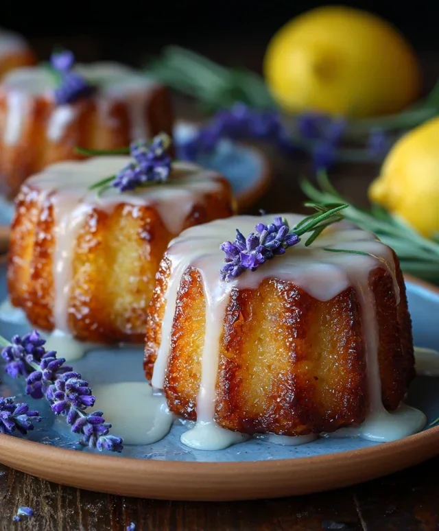 Mini Lemon Cakes With Lavender Glaze