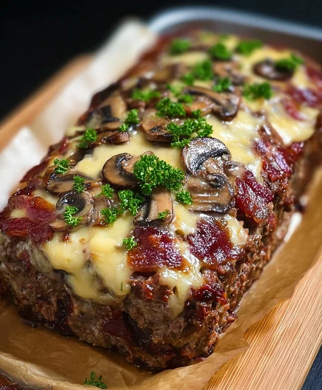 Beef Beef Bacon Mushroom Swiss Meatloaf