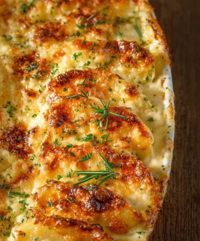 Roasted Garlic Potatoes au Gratin