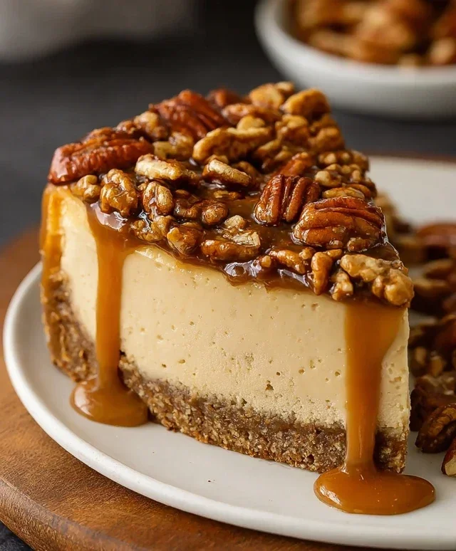 Vegan Caramel Pecan Cheesecake