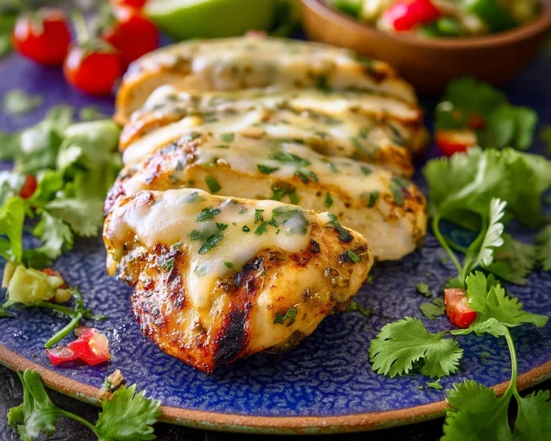 Grilled Salsa Verde Chicken with Pepper Jack