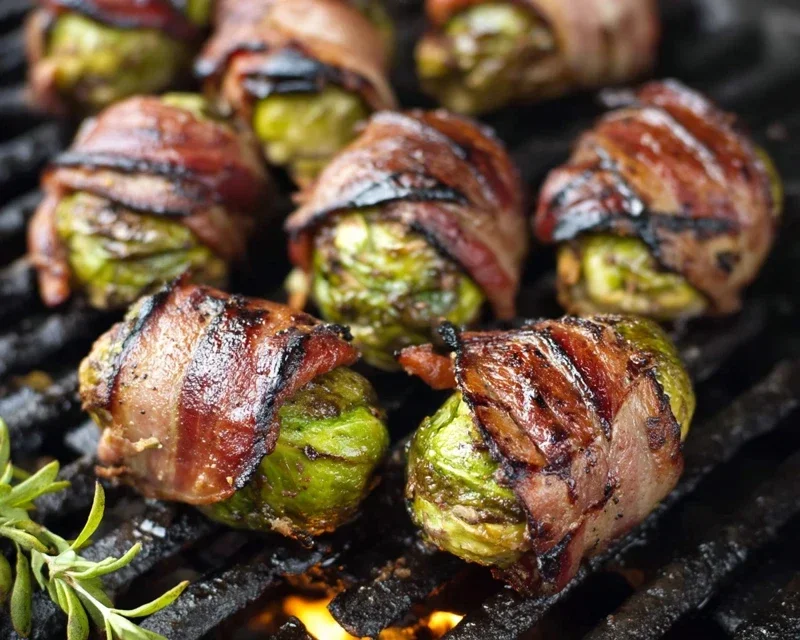 Grilled Beef Beef Bacon Wrapped Brussels Sprouts