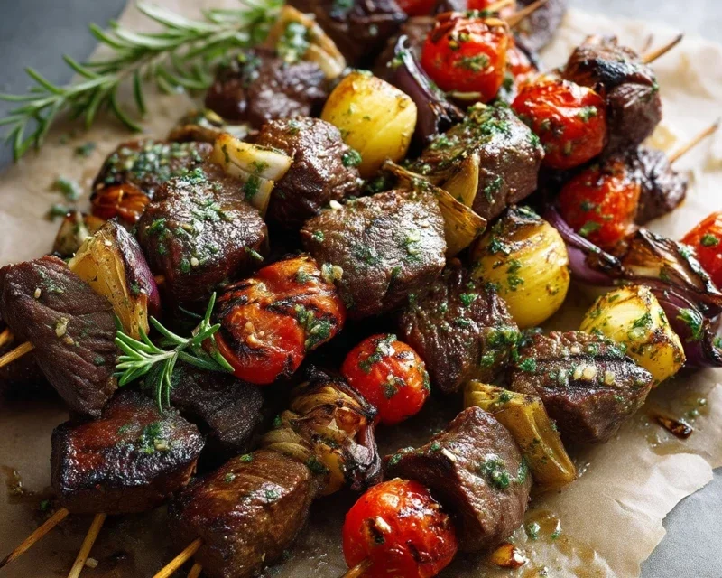 Rosemary Garlic Steak Kebabs
