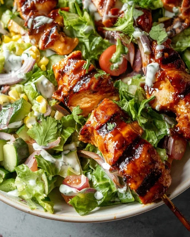 BBQ Chicken Skewer Salad