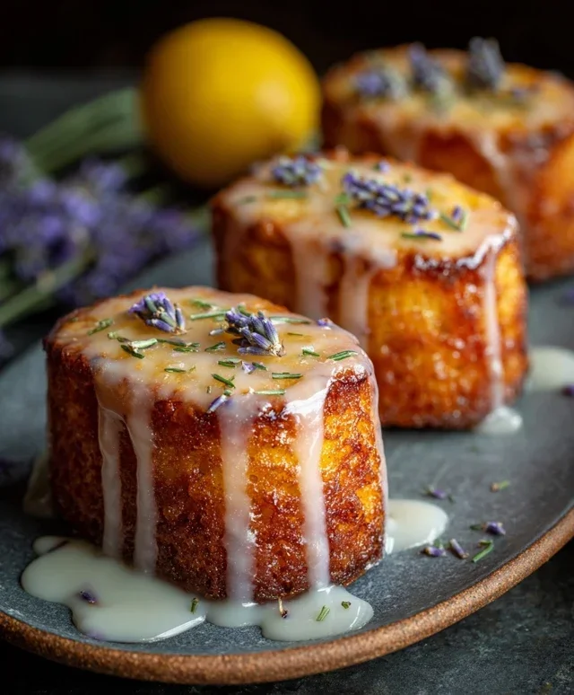 Mini Lemon Cakes With Lavender Glaze