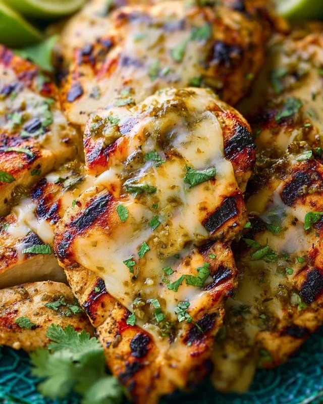 Grilled Salsa Verde Chicken with Pepper Jack