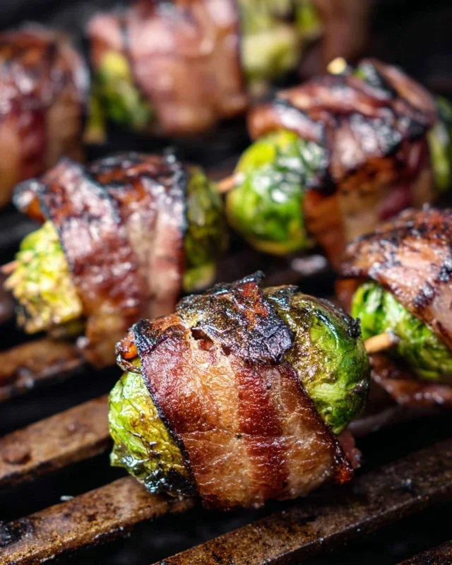 Grilled Beef Beef Bacon Wrapped Brussels Sprouts