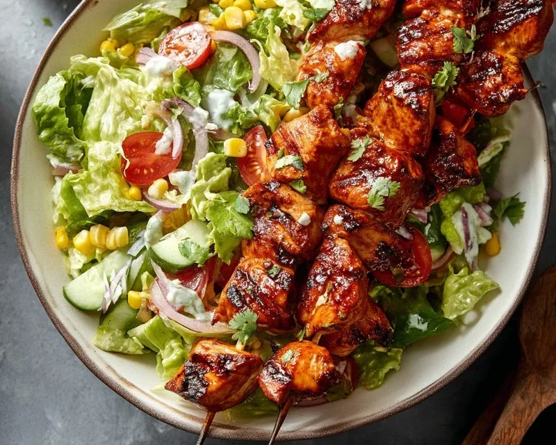 BBQ Chicken Skewer Salad