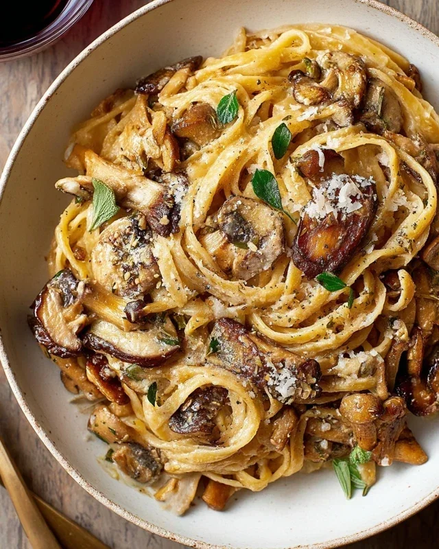 Caramelized Leek and Mushroom Gruyere Pasta