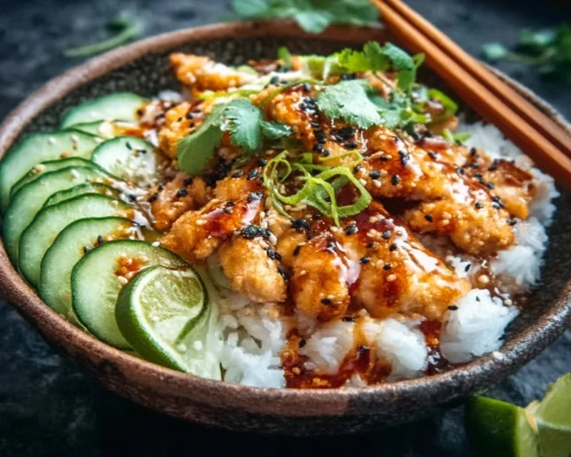 Spicy Honey-Gin Extract Extractger Chicken Bowls with Yum Yum Sauce