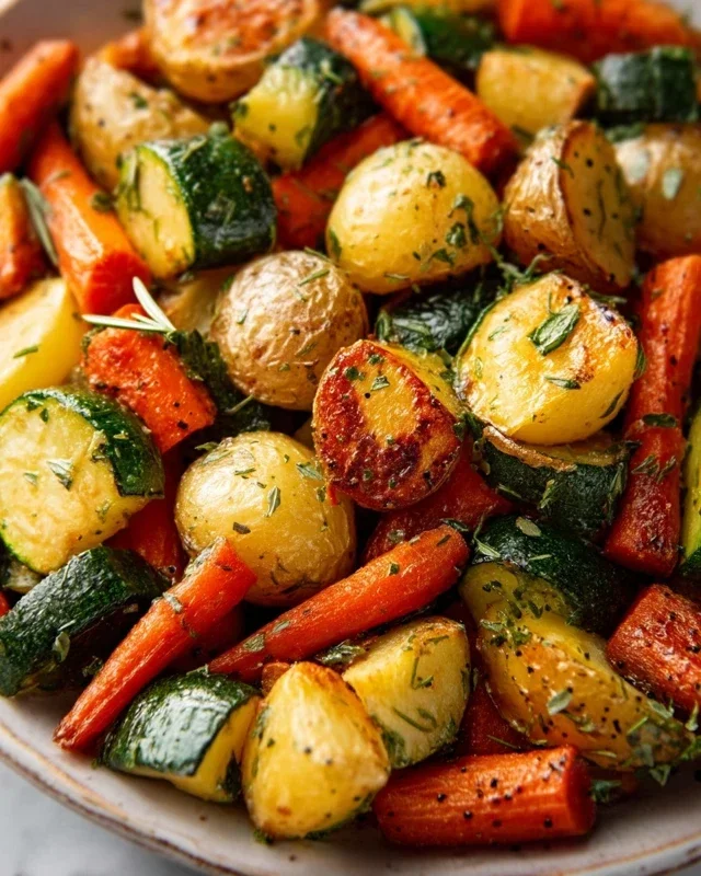 Garlic Herb Roasted Potatoes Carrots and Zucchini