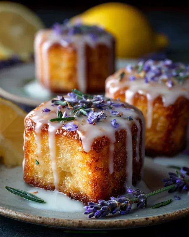 Mini Lemon Cakes With Lavender Glaze