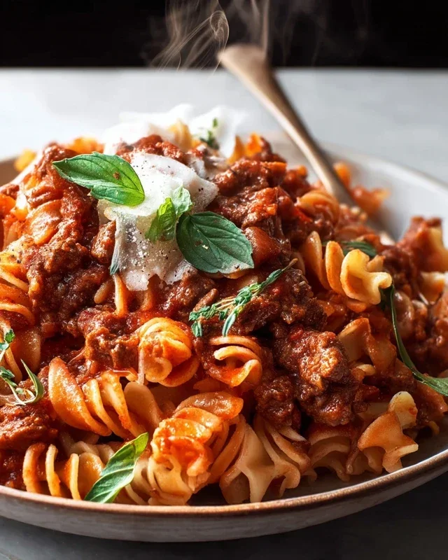 Beef Pasta in Tomato Sauce {Beef Ragu Pasta}
