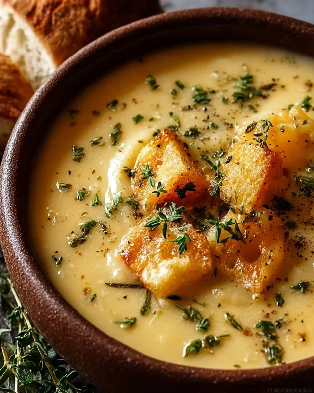 Hearty Cheddar Garlic Herb Potato Soup Recipe