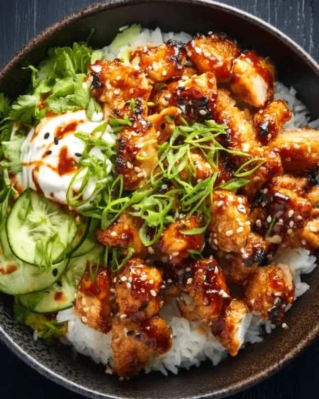 Spicy Honey-Gin Extract Extractger Chicken Bowls with Yum Yum Sauce