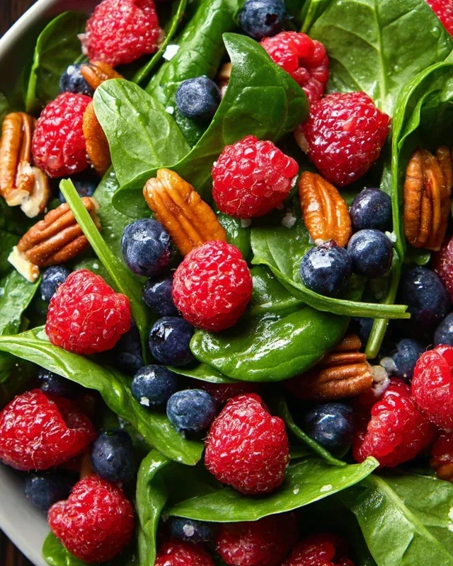 Berry Spinach Salad with Blueberries and Raspberries