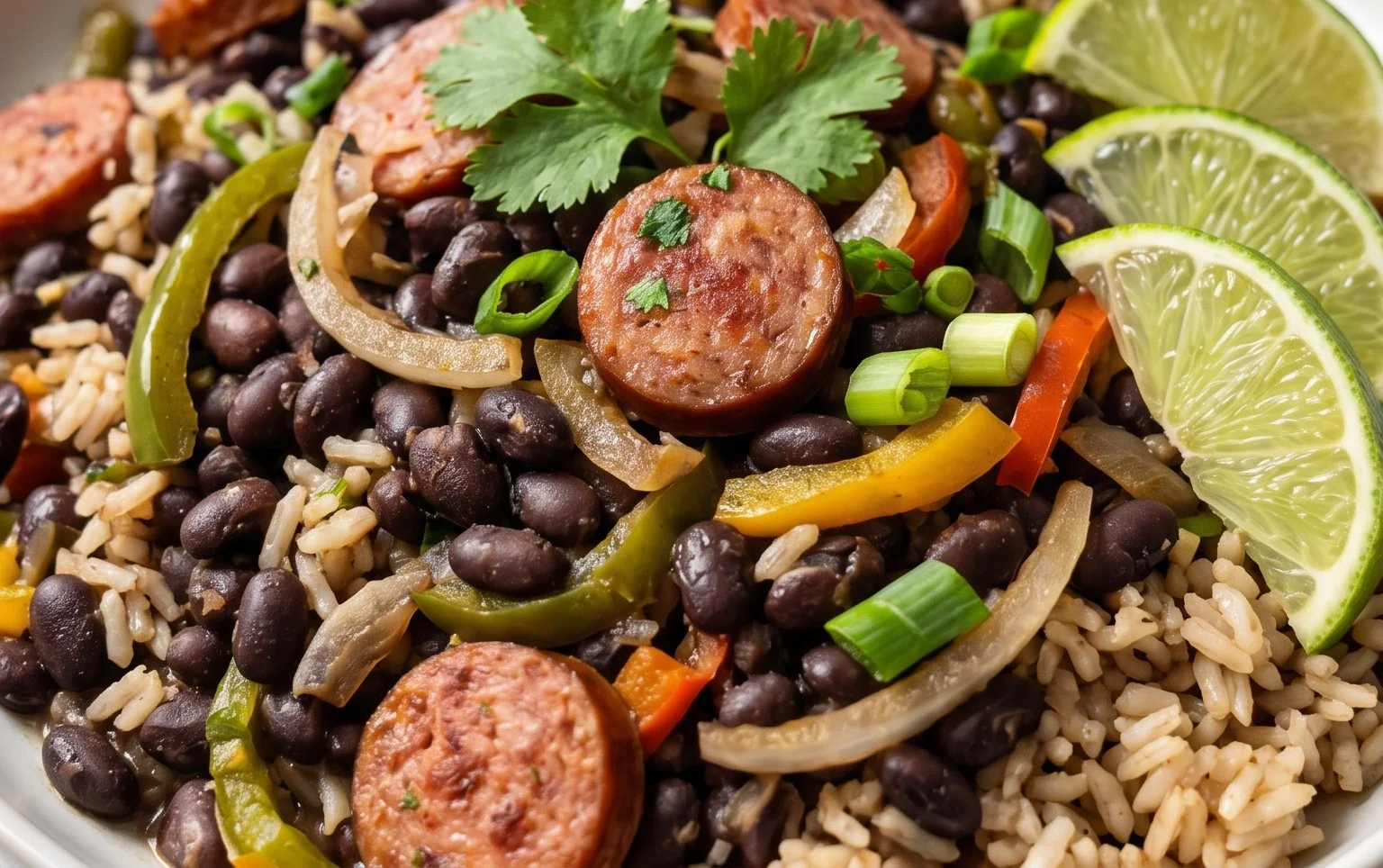 Hearty Black Beans and Rice with Sausage