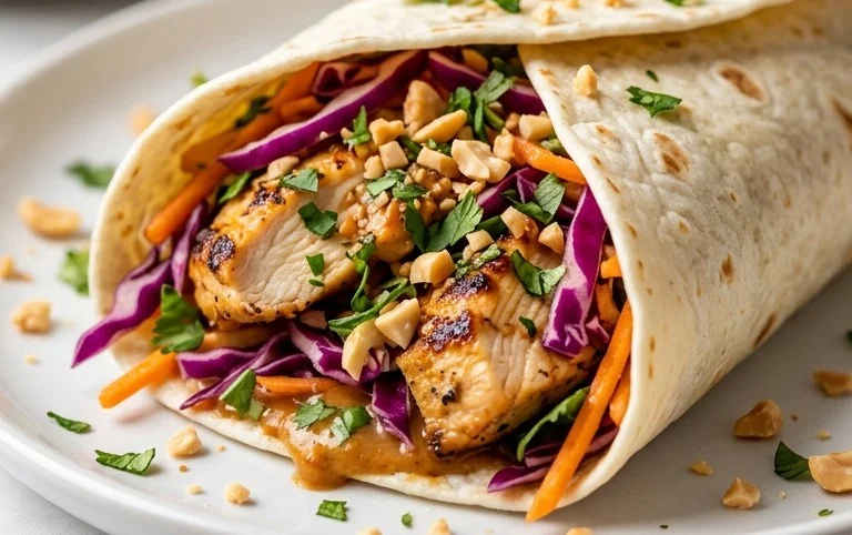 Thai Chicken Wrap with Crunchy Asian Slaw
