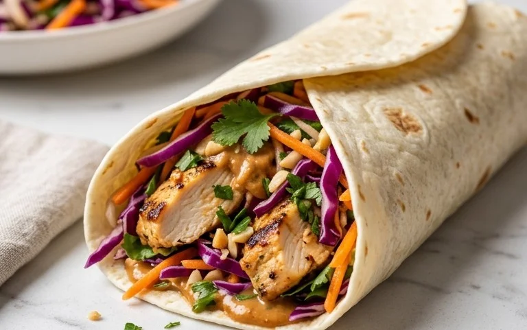 Thai Chicken Wrap with Crunchy Asian Slaw