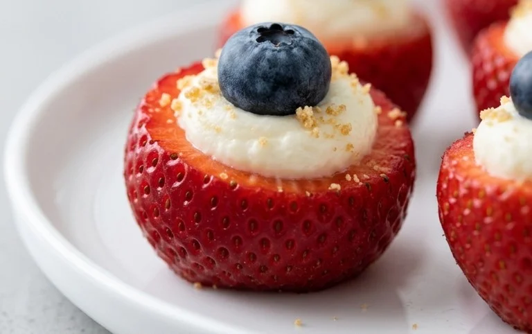 Red, White, and Blue Cheesecake Strawberries