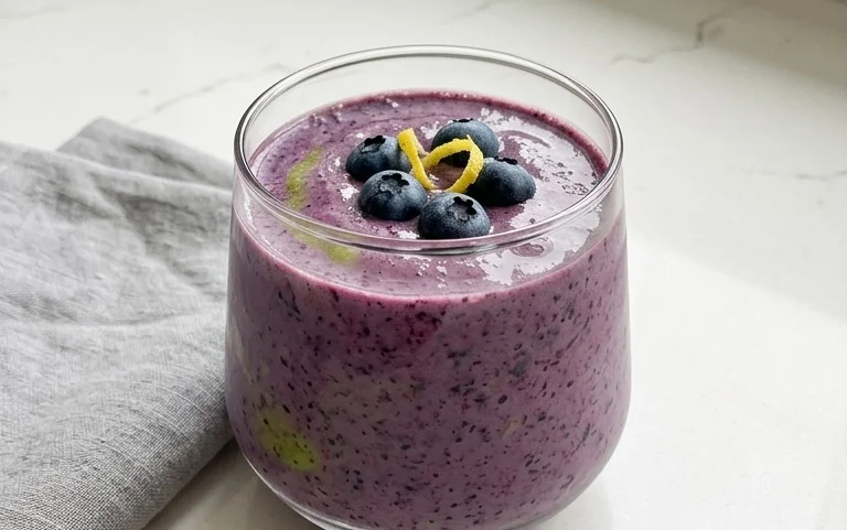 Blueberry Avocado Smoothie With Lemon & Yogurt