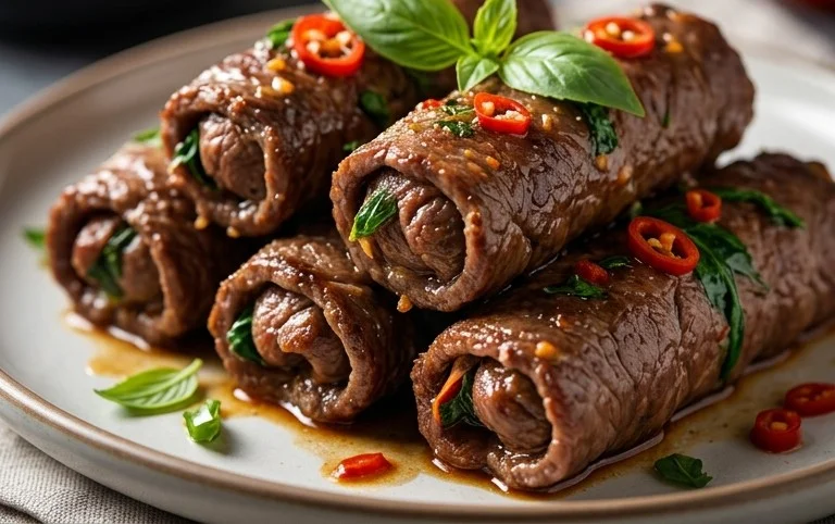 Thai Basil Beef Rolls