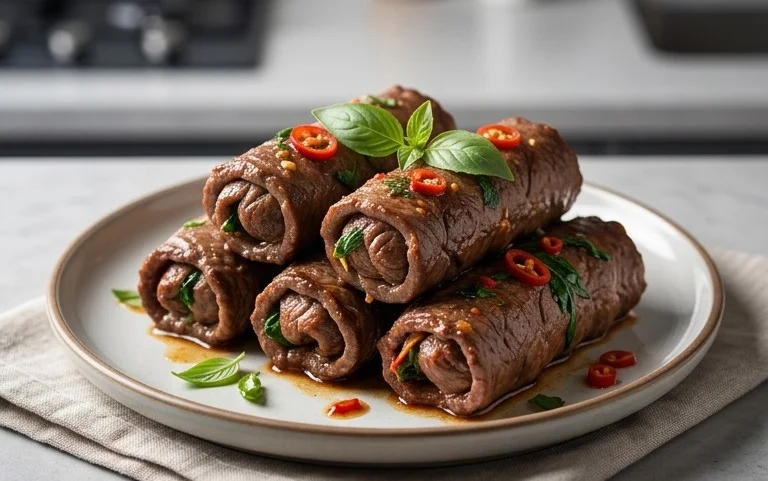 Thai Basil Beef Rolls