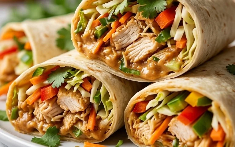 Thai Peanut Chicken Wraps