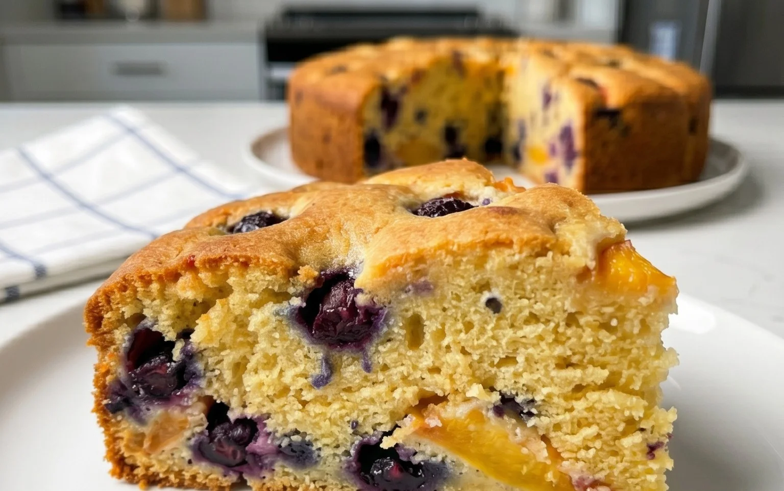 Peach and Blueberry Greek Yogurt Cake