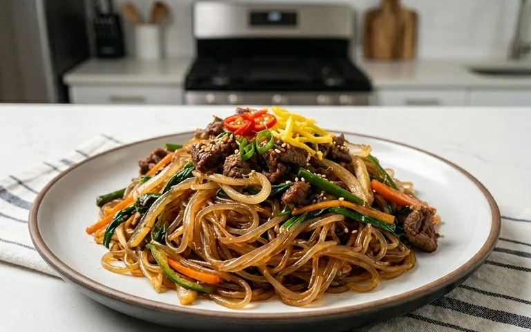 Japchae (Korean Glass Noodle Stir Fry)