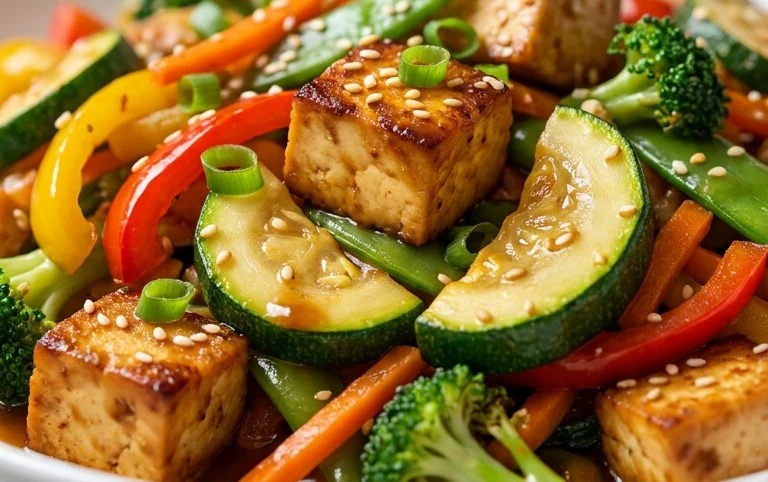 Zucchini Stir Fry With Tofu (Vegan)