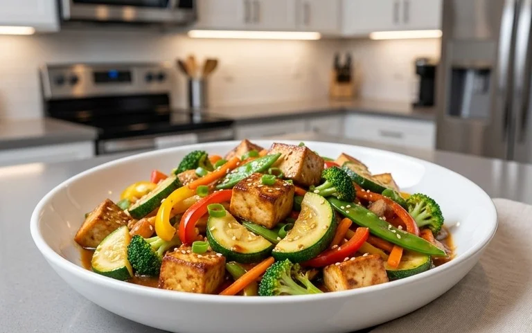 Zucchini Stir Fry With Tofu (Vegan)