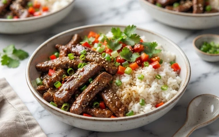 Beef Pepper Rice Bowl is a delicious meal option.