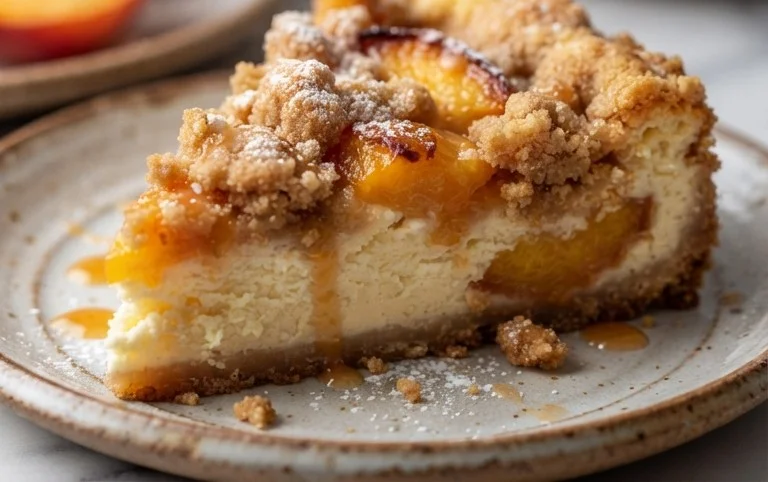 Peach Cream Cheese Cake with Streusel Topping