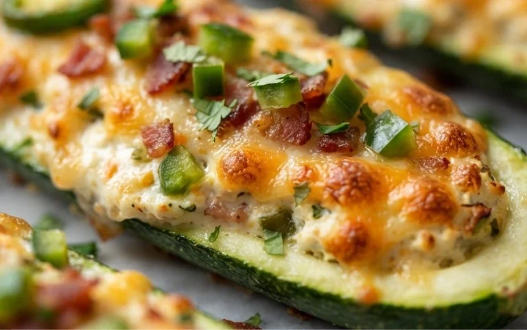 Jalapeno Popper Zucchini Boats