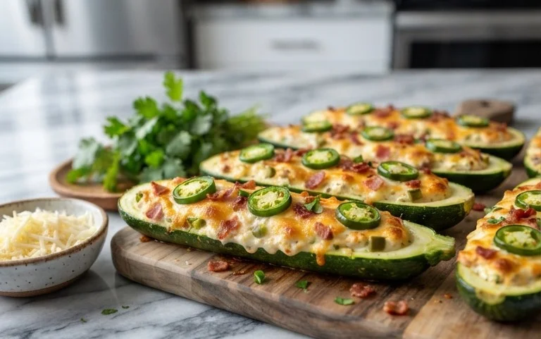 Jalapeno Popper Zucchini Boats